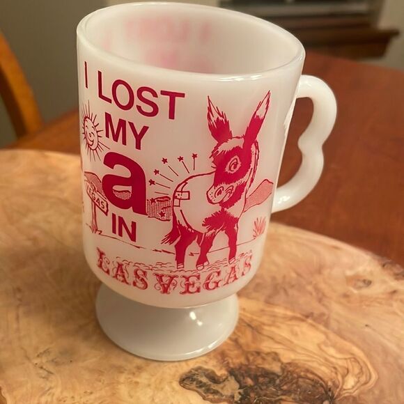 I Lost My A in Las Vegas Milk Glass Mug - Picture 1 of 7